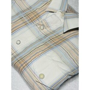 Stetson Shirt Mens 2XL Beige Check Western Pearl Snap Long Sleeve Cowboy Cotton